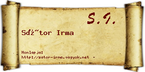 Sátor Irma névjegykártya